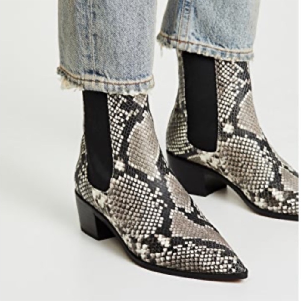Matiko Jillian Animal Print Snake Pointed Toe Chelsea Ankle  Booties Size 39